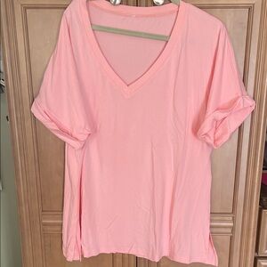 Pink V-Neck Women's Top